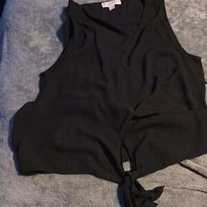 Michael Kors Black Crop Tie Front Tank Top